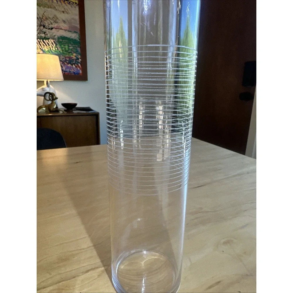 Vintage 70's MCM‎ Delicate Striped Clear Glass Cocktail Decanter Striped Pitcher